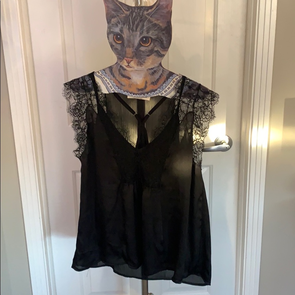Lace detail black top